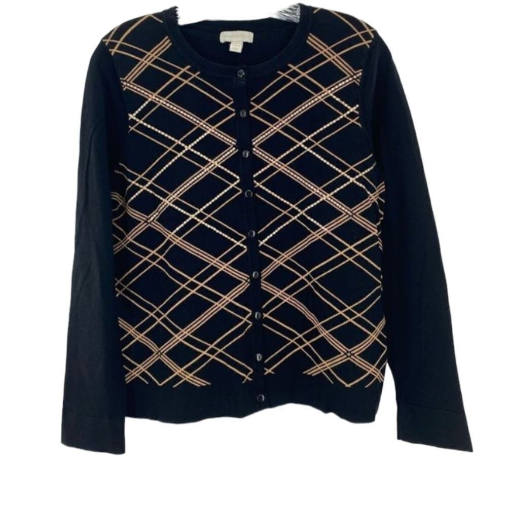 CHARTER CLUB Black Sequin Button front Cardigan